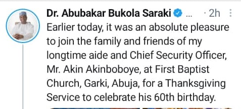 Photos: Bukola Saraki Goes To Church 1 Bukola Saraki Goes To Church