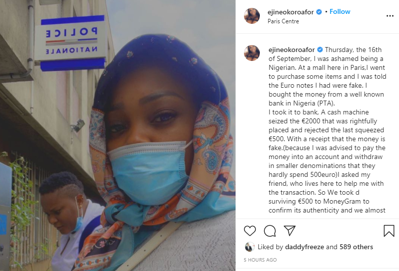 Actress Ejine Okoroafor almost lands in Paris jail after Nigerian bank allegedly sold her fake Euro notes
