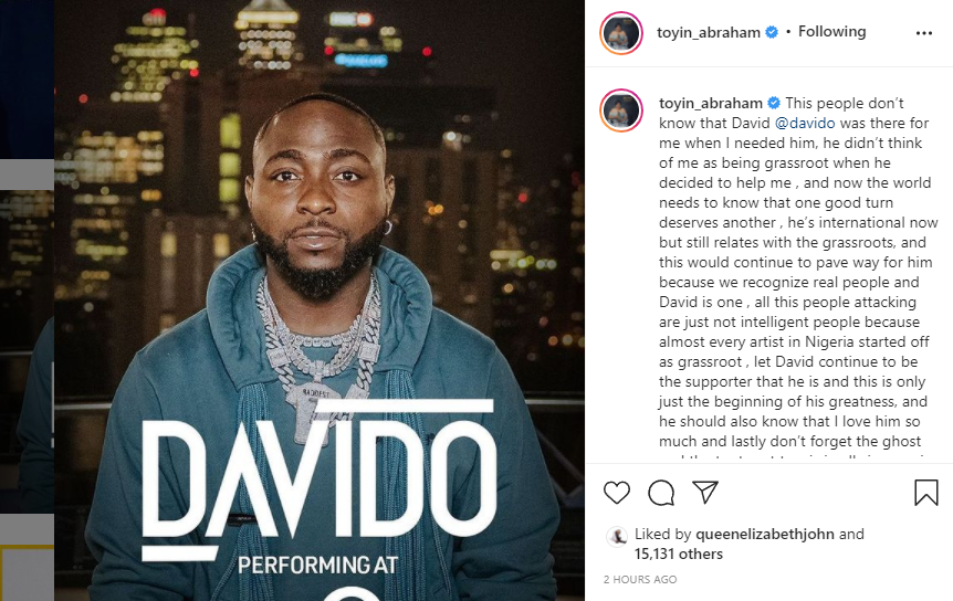 Anger, attacks, as Toyin Abraham calls for support for Davido towards his 02 concert