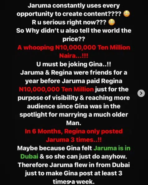 Jaruma FIRES back at Regina Daniels... I have done alot for you financially