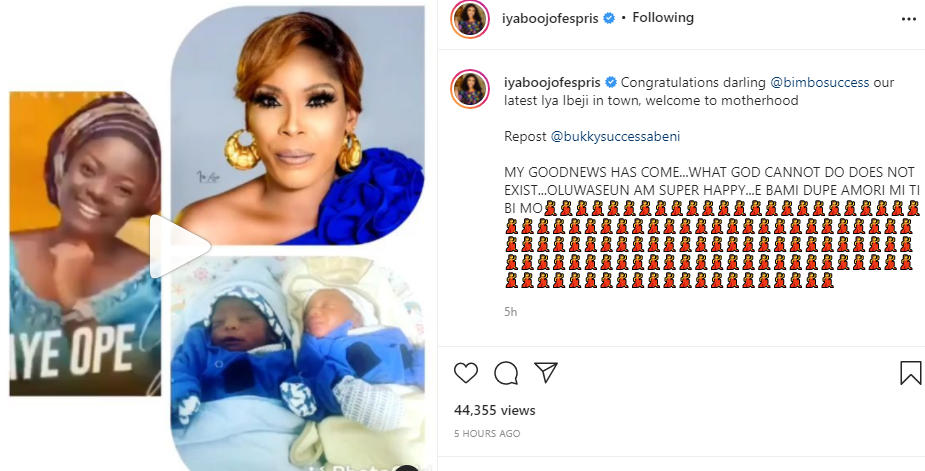 Nollywood actress Bimbo Success welcomes a set of twins