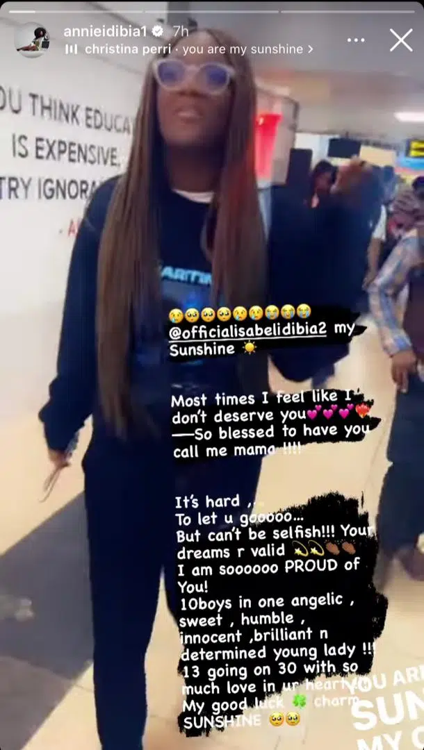 Annie Idibia Emotional As Daughter, Isabel, Jets Out Of Nigeria