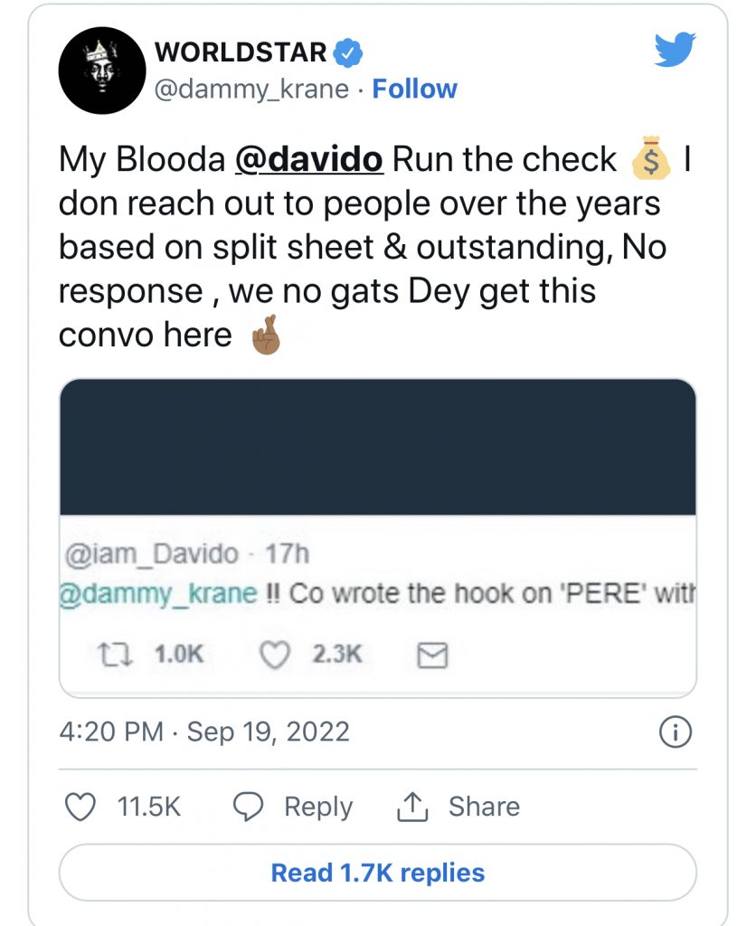 Dammy Krane Calls Out Davido Over Alleged Debt 