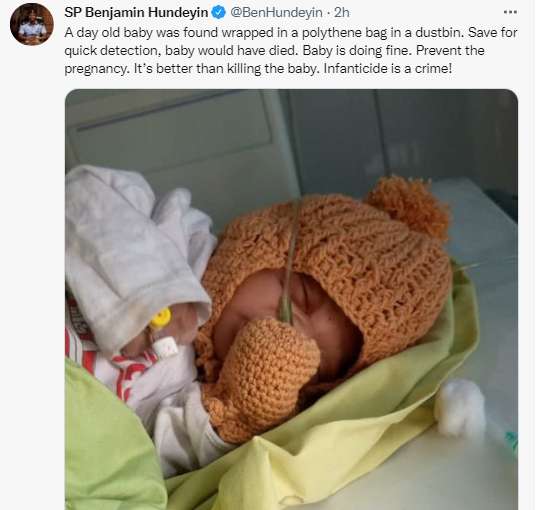 Day-Old Baby Retrieved From Dustbin In Lagos