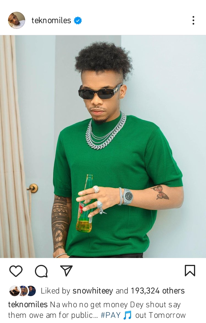 Tekno Blasts Dammy Krane For Calling Out Davido