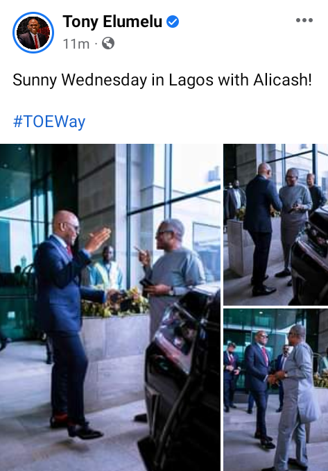Tony Elumelu HAILS Dangote As They Meet In Abuja